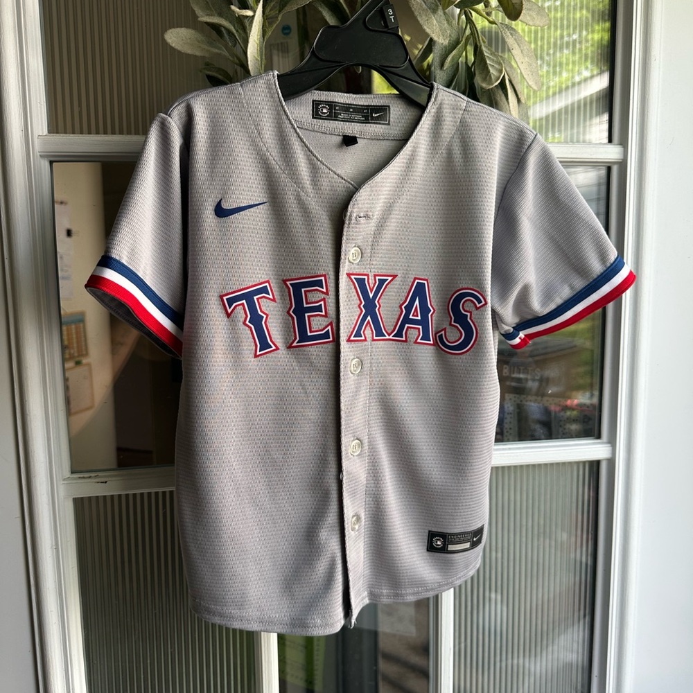 Nike MLB Texas Rangers Gray Jersey with Red & Blue Trim
